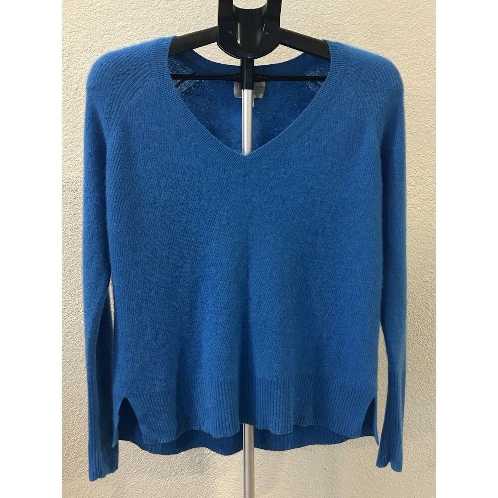 Pure Collection 100% Cashmere Sweater Womens US 12 UK 16 Blue Crew Neck Pullover